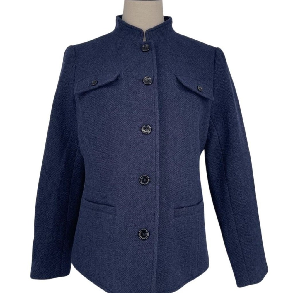 Talbots Women's Blue Wool Blend Jacket Size 10 M Casual Short Length - Picture 1 of 10